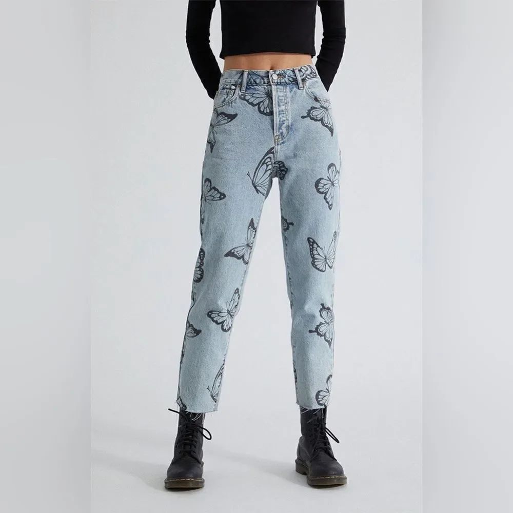 PacSun Eco Butterfly High Waisted Straight Leg Jeans size 26